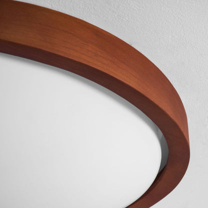 Ceiling Lamp Scandinavian with Twisted Wood Ring Frame and Integrated LED