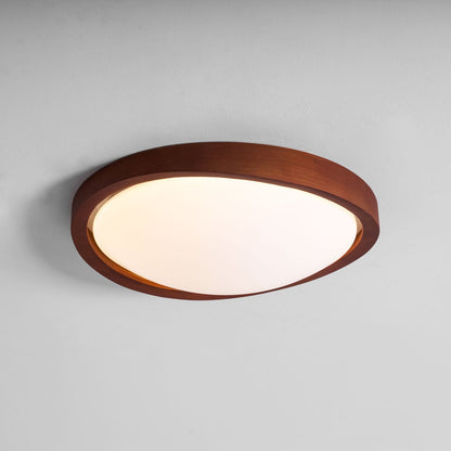 Ceiling Lamp Scandinavian with Twisted Wood Ring Frame and Integrated LED