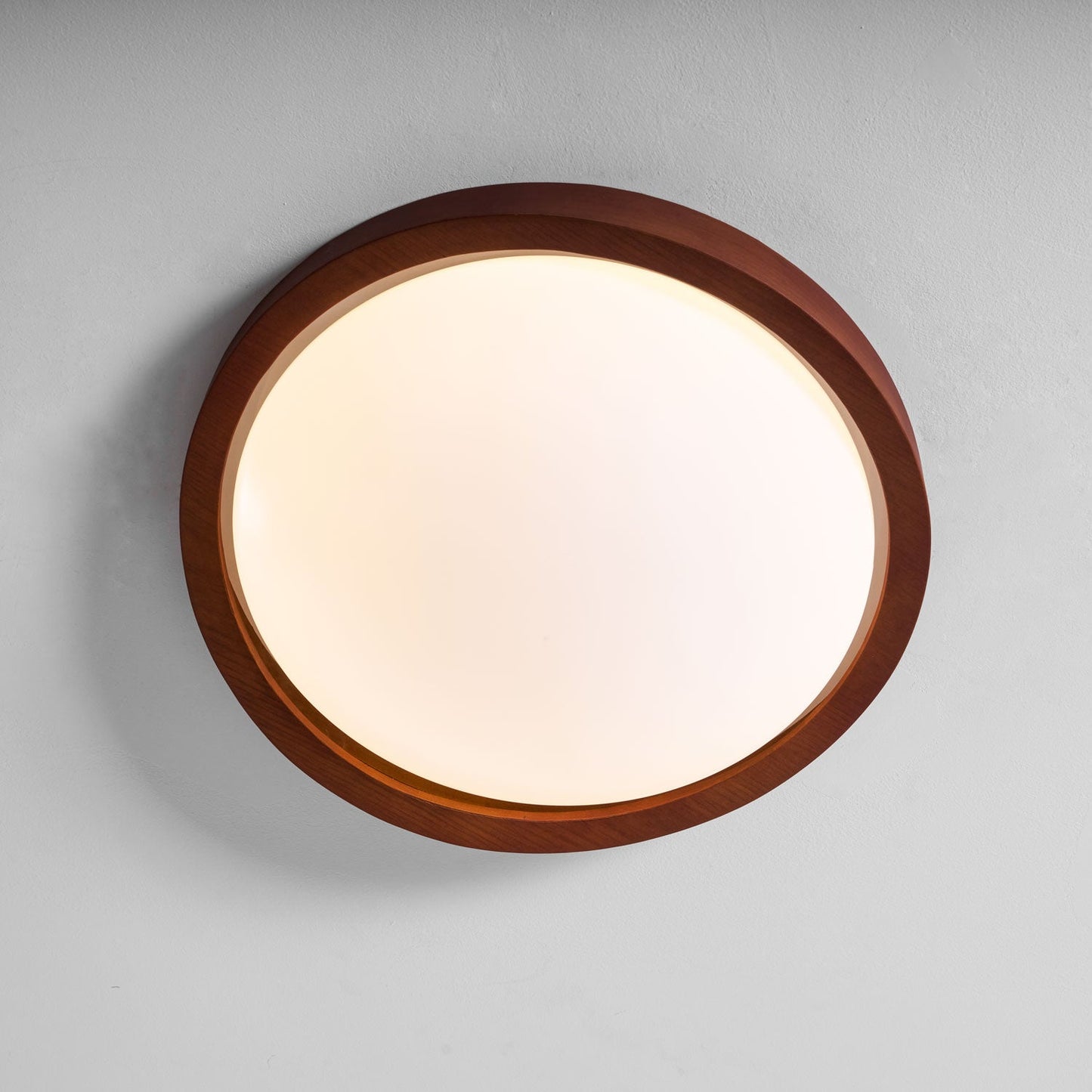 Ceiling Lamp Scandinavian with Twisted Wood Ring Frame and Integrated LED