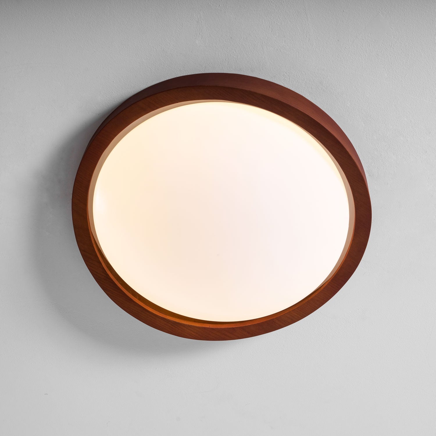 Ceiling Lamp Scandinavian with Twisted Wood Ring Frame and Integrated LED