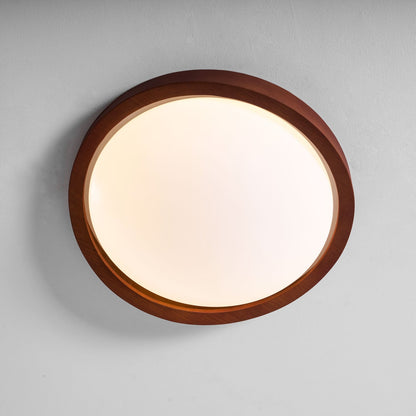Ceiling Lamp Scandinavian with Twisted Wood Ring Frame and Integrated LED