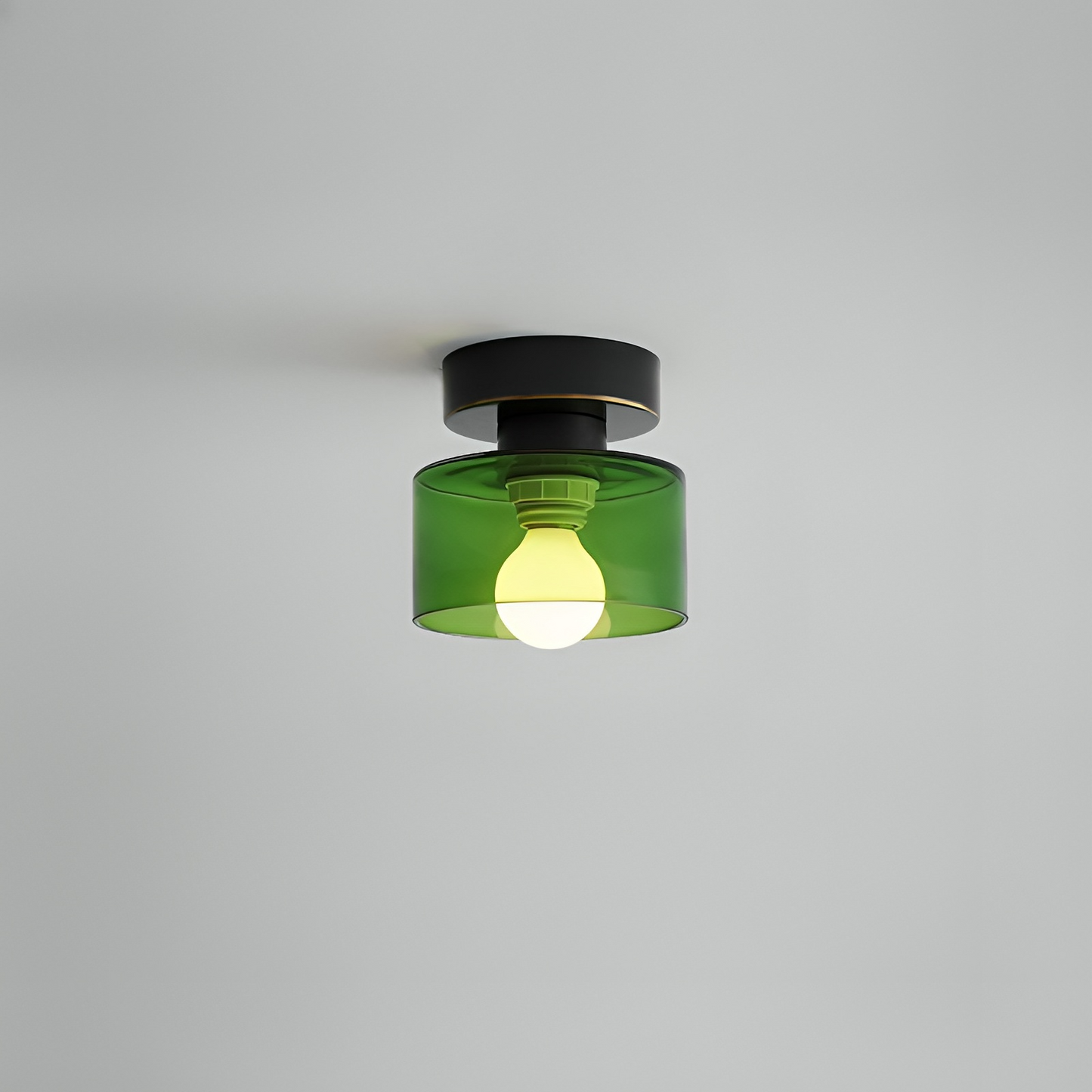 Ceiling Light Modern Minimalist with Glass Drum Shade and Flush Mount
