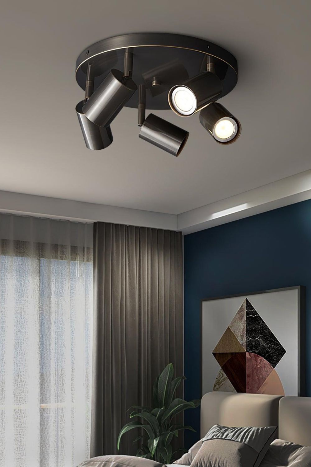 Ceiling Spotlight Modern with Rotatable Heads and Round Base