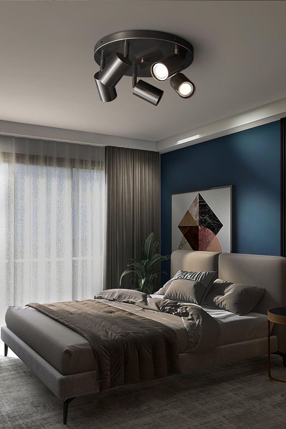 Ceiling Spotlight Modern with Rotatable Heads and Round Base