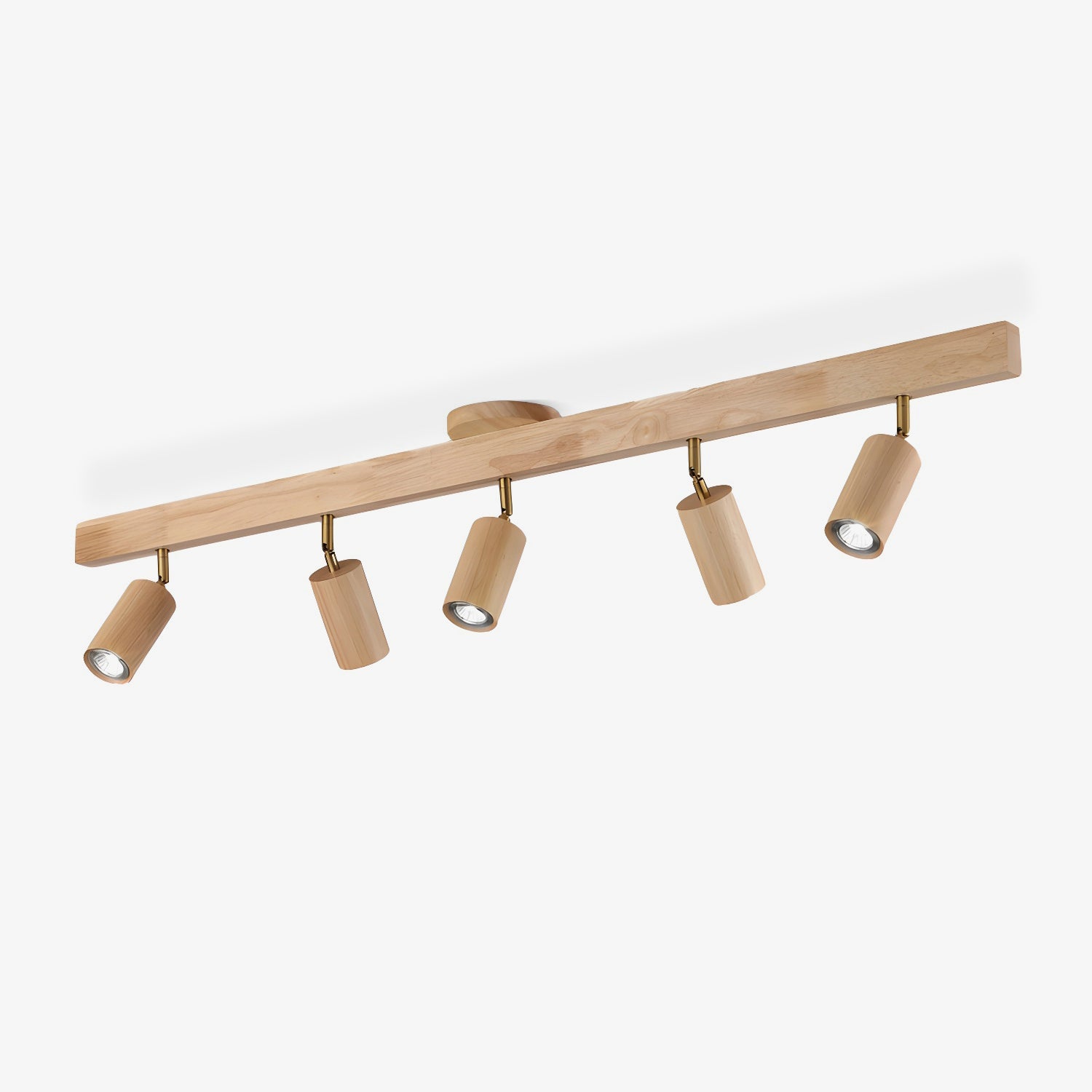 Ceiling Spotlight Track Light Scandinavian with Rotatable Wood Heads and E27 Fitting
