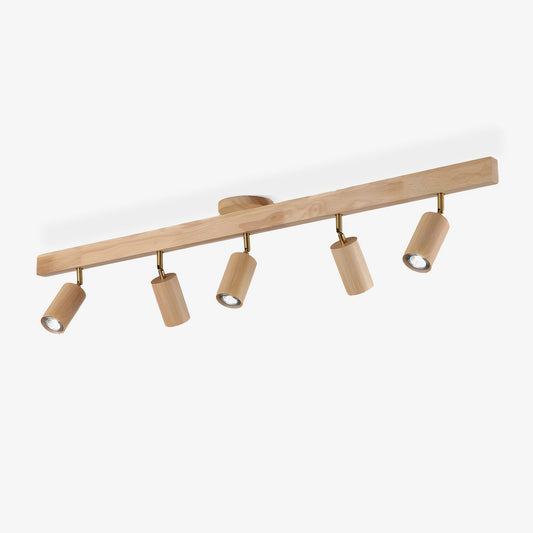 Ceiling Spotlight Track Light Scandinavian with Rotatable Wood Heads and E27 Fitting