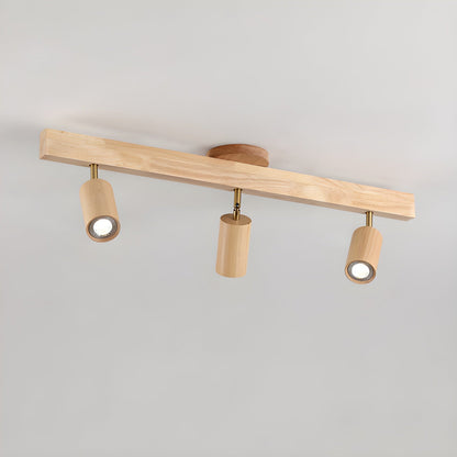 Ceiling Spotlight Track Light Scandinavian with Rotatable Wood Heads and E27 Fitting