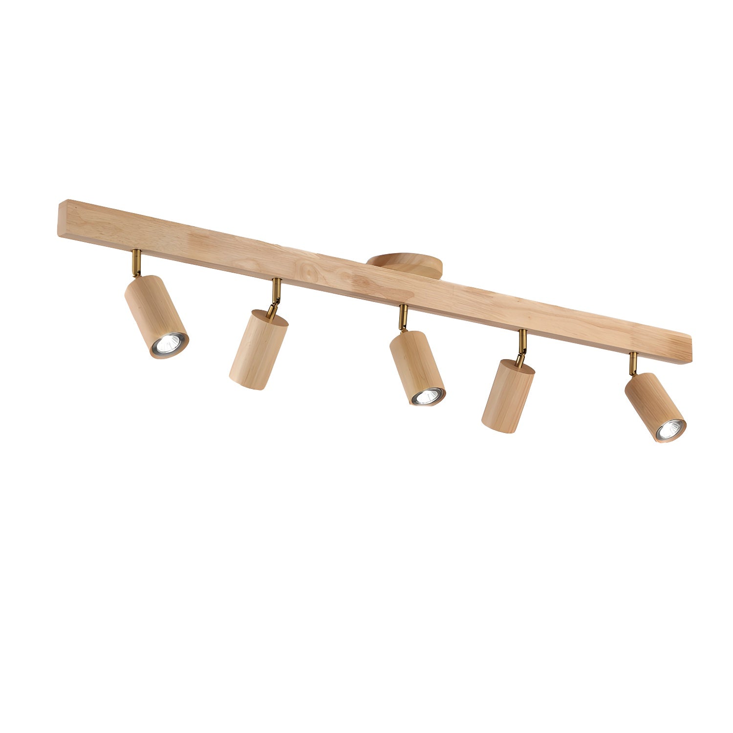 Ceiling Spotlight Track Light Scandinavian with Rotatable Wood Heads and E27 Fitting
