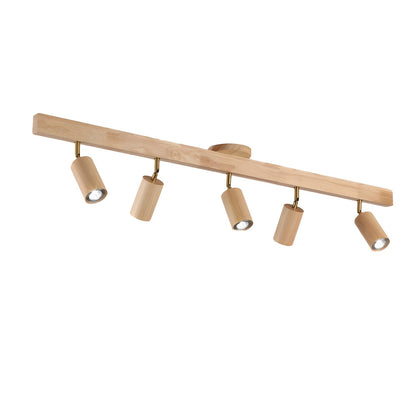 Ceiling Spotlight Track Light Scandinavian with Rotatable Wood Heads and E27 Fitting