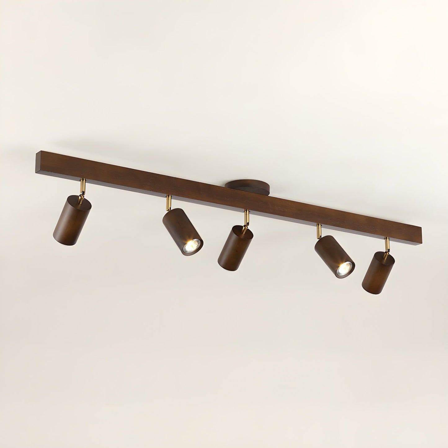 Ceiling Spotlight Track Light Scandinavian with Rotatable Wood Heads and E27 Fitting
