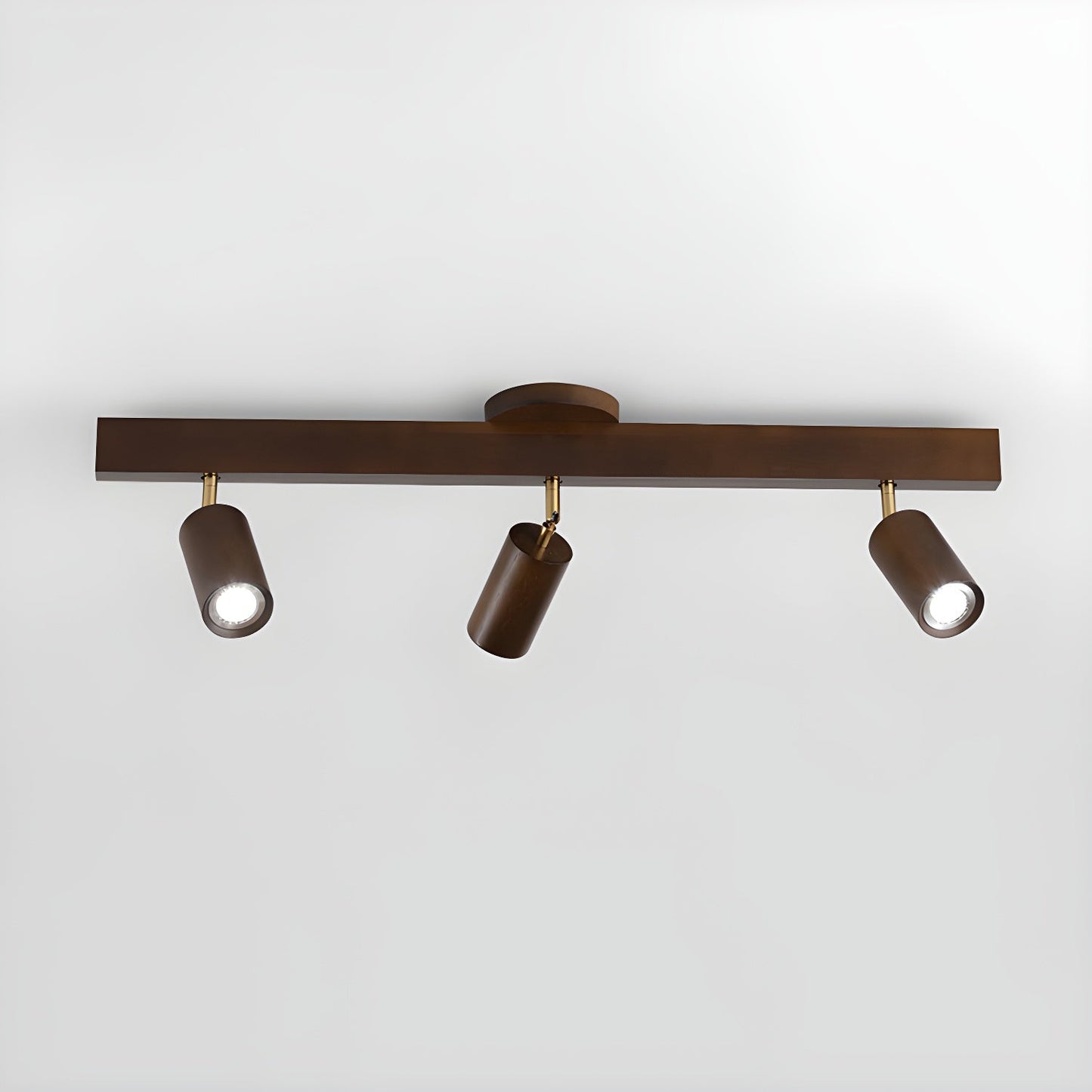Ceiling Spotlight Track Light Scandinavian with Rotatable Wood Heads and E27 Fitting