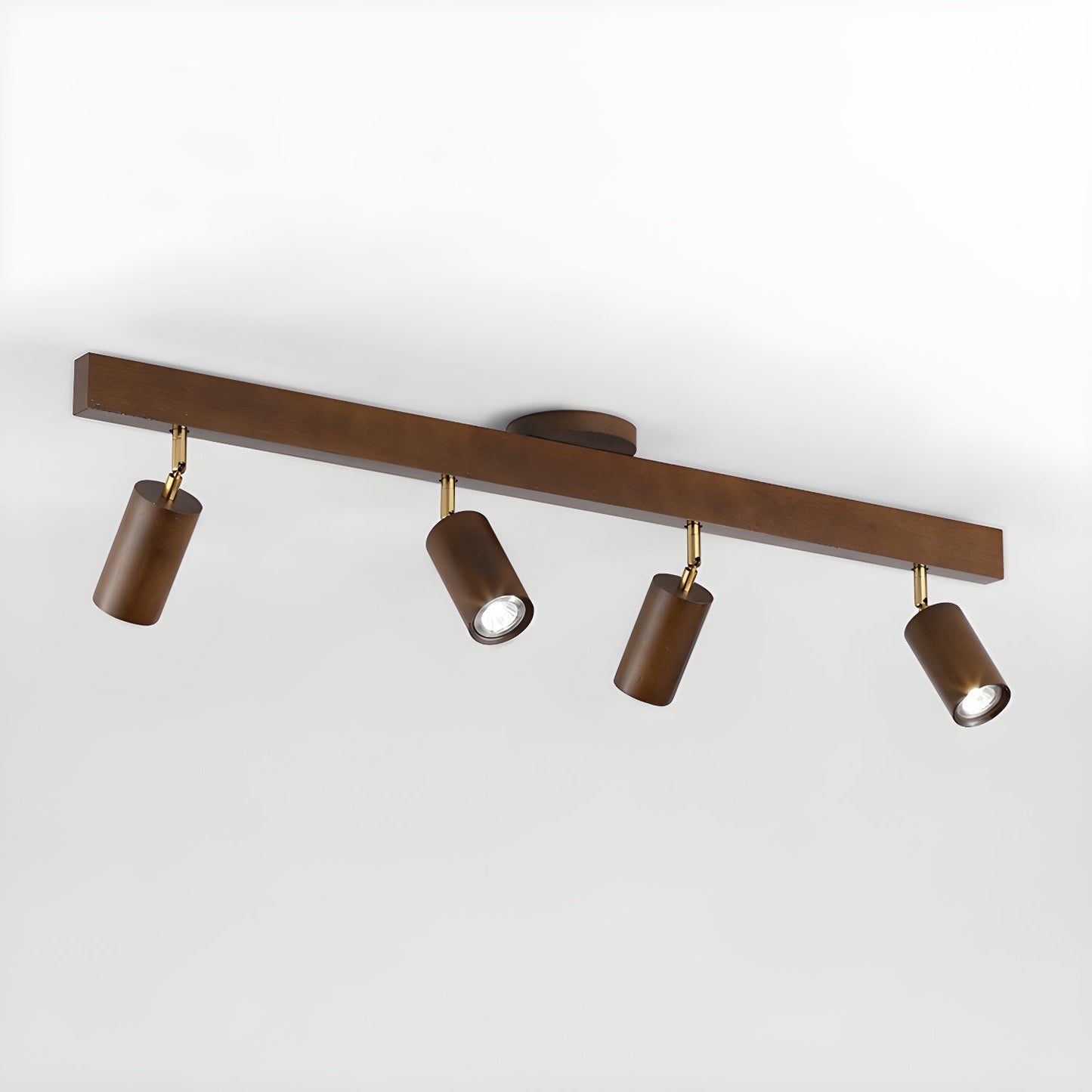 Ceiling Spotlight Track Light Scandinavian with Rotatable Wood Heads and E27 Fitting