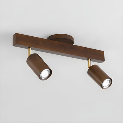 Ceiling Spotlight Track Light Scandinavian with Rotatable Wood Heads and E27 Fitting