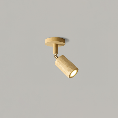 Ceiling Spotlight Track Light Scandinavian with Rotatable Wood Heads and E27 Fitting