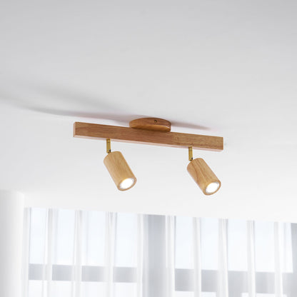 Ceiling Spotlight Track Light Scandinavian with Rotatable Wood Heads and E27 Fitting