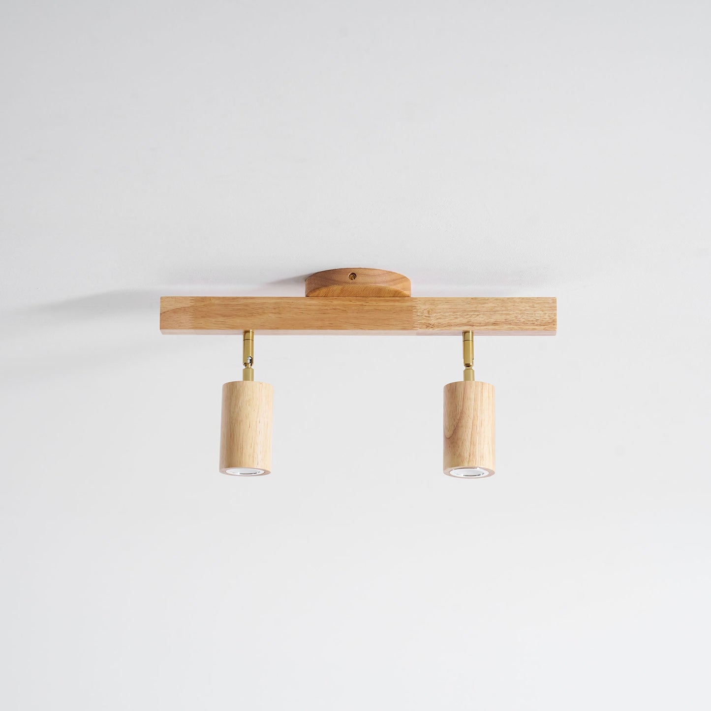 Ceiling Spotlight Track Light Scandinavian with Rotatable Wood Heads and E27 Fitting