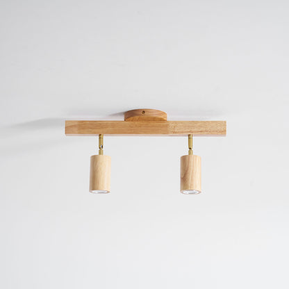 Ceiling Spotlight Track Light Scandinavian with Rotatable Wood Heads and E27 Fitting