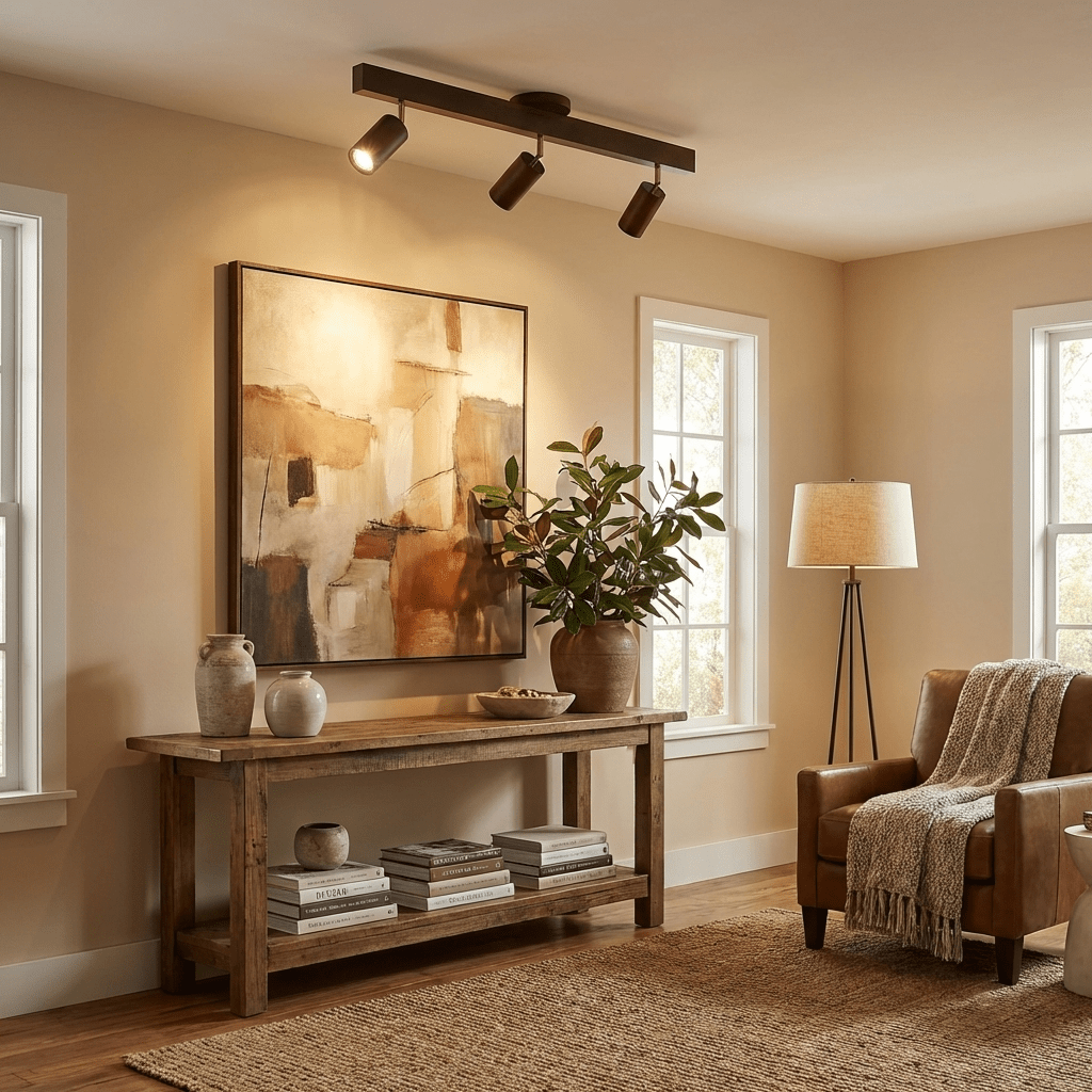 Ceiling Spotlight Track Light Scandinavian with Rotatable Wood Heads and E27 Fitting