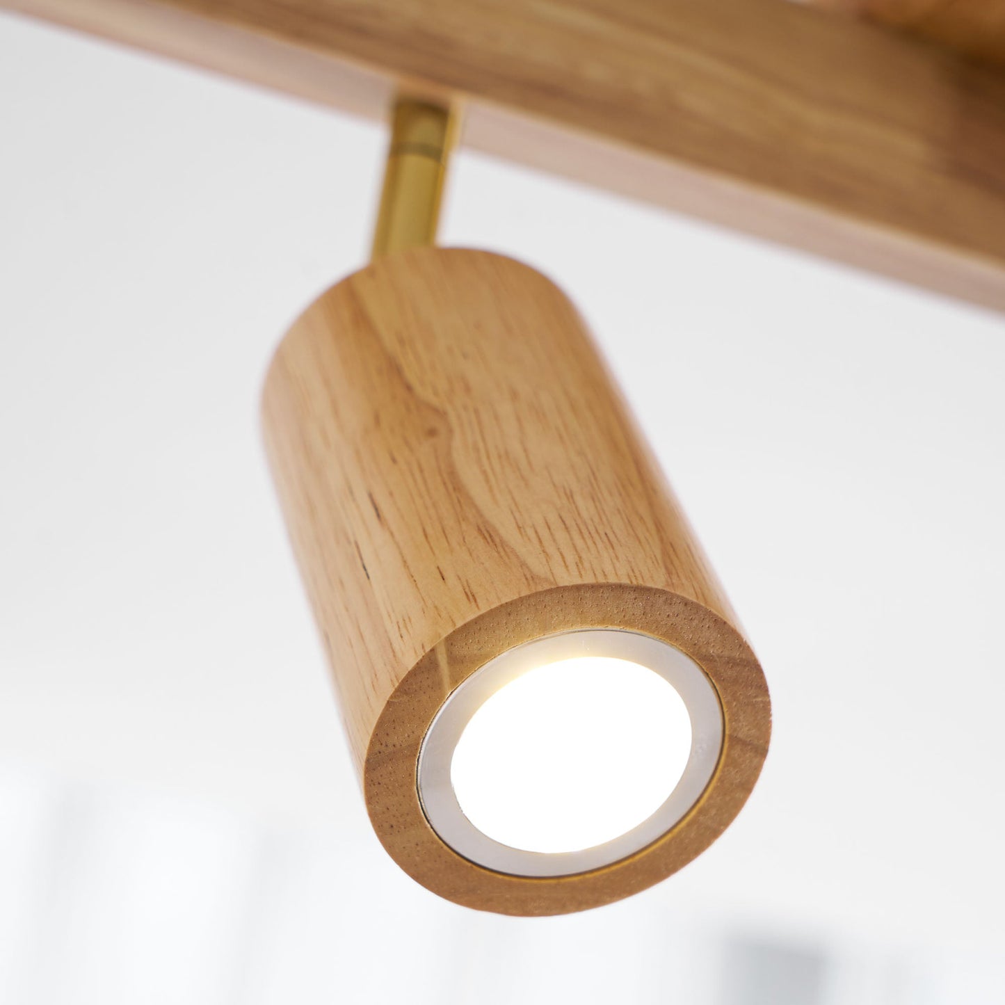 Ceiling Spotlight Track Light Scandinavian with Rotatable Wood Heads and E27 Fitting