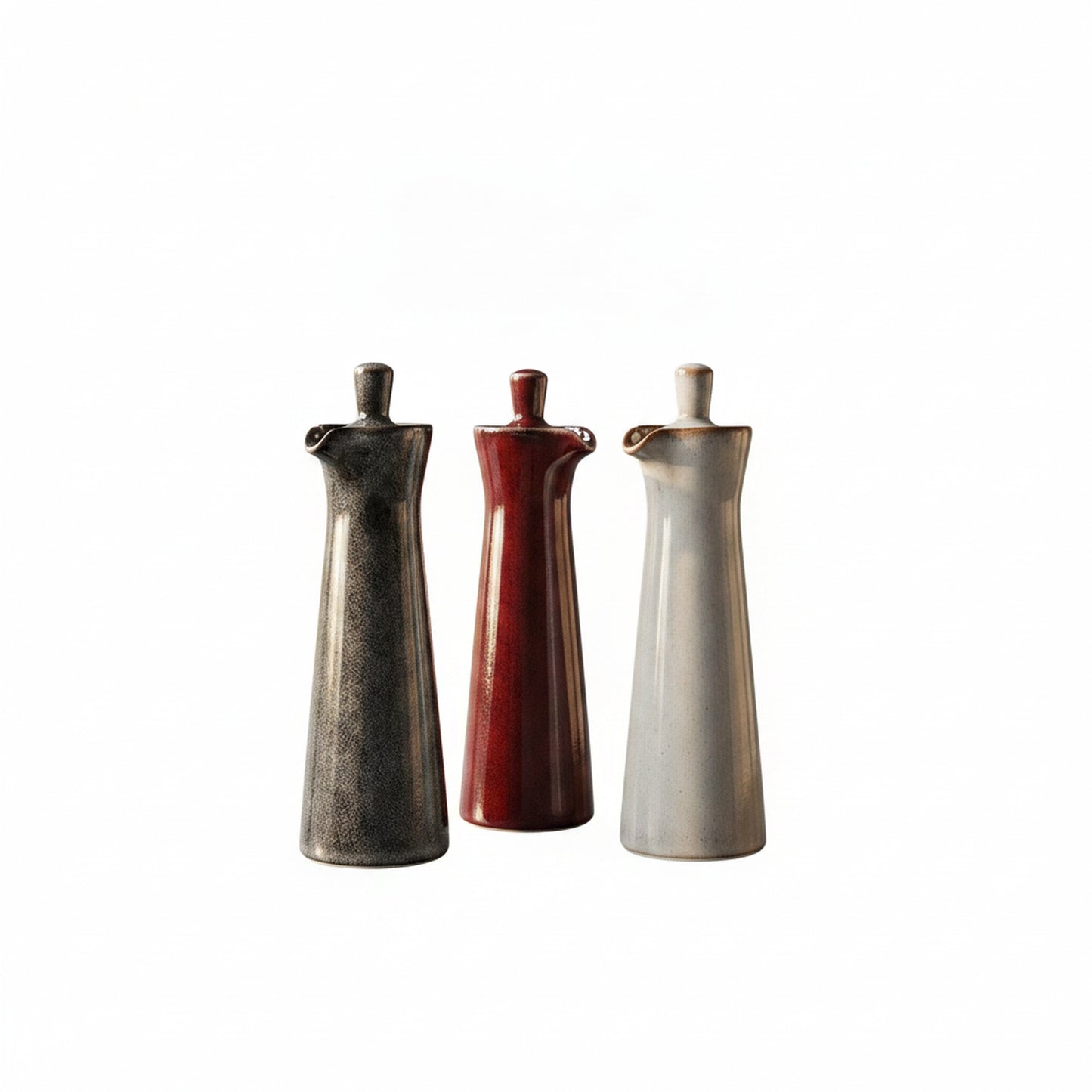 Ceramic Oil and Vinegar Dispenser with Reactive Glaze and Pour Spout