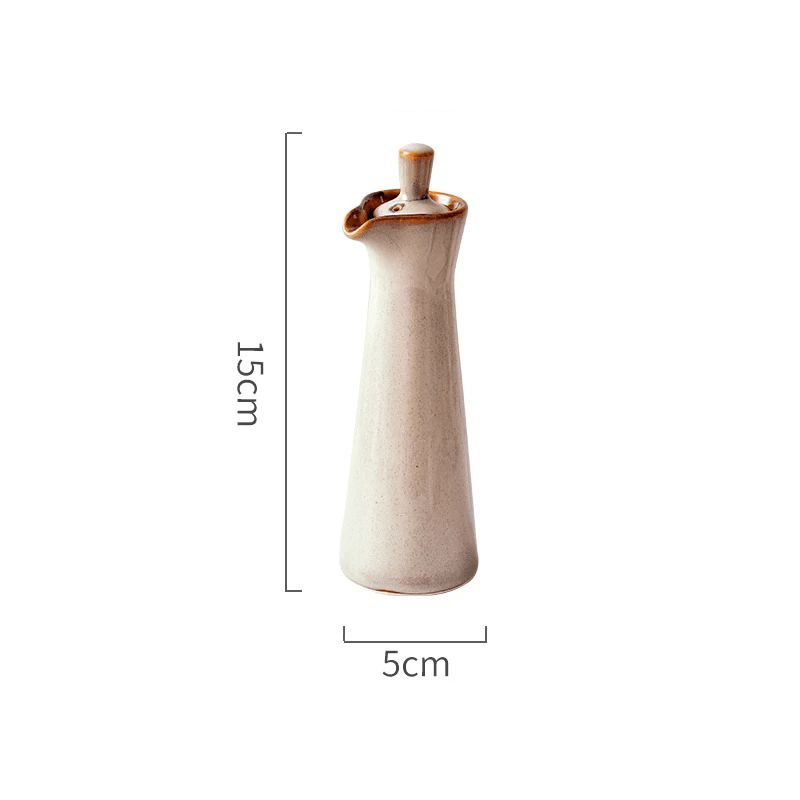 Ceramic Oil and Vinegar Dispenser with Reactive Glaze and Pour Spout