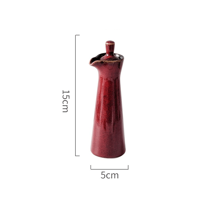 Ceramic Oil and Vinegar Dispenser with Reactive Glaze and Pour Spout