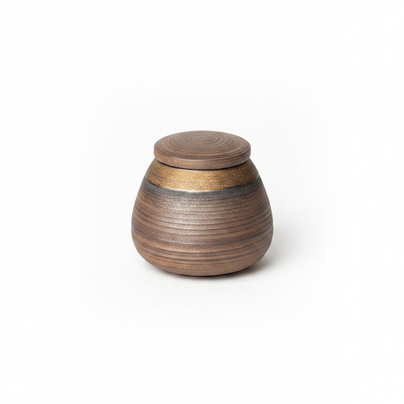 Ceramic Tea Caddy with Lid and Wabi-Sabi Stoneware Glaze