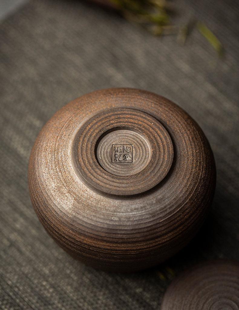 Ceramic Tea Caddy with Lid and Wabi-Sabi Stoneware Glaze