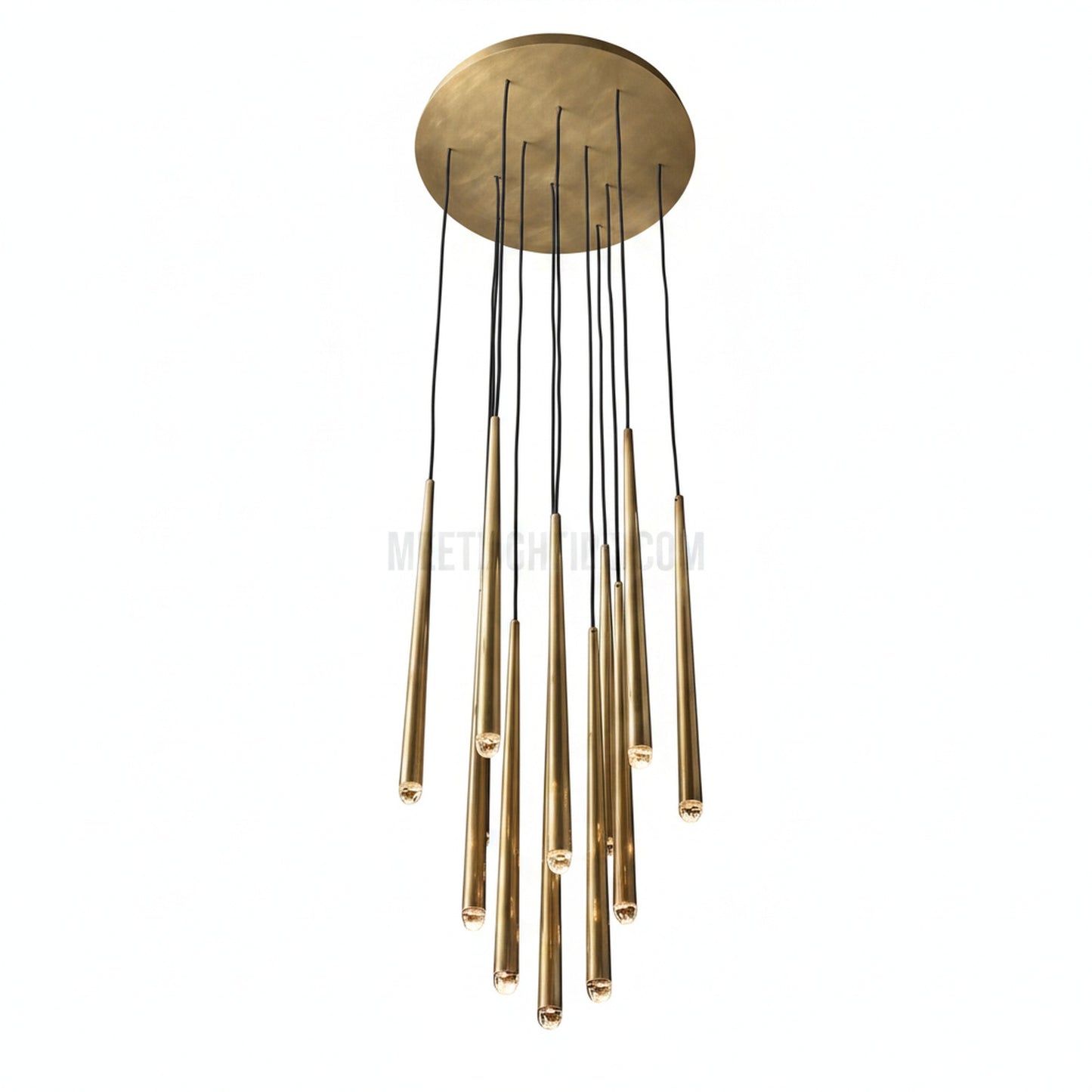 Chandelier Modern with Tubular Pendants and Round Canopy, 12 Lights