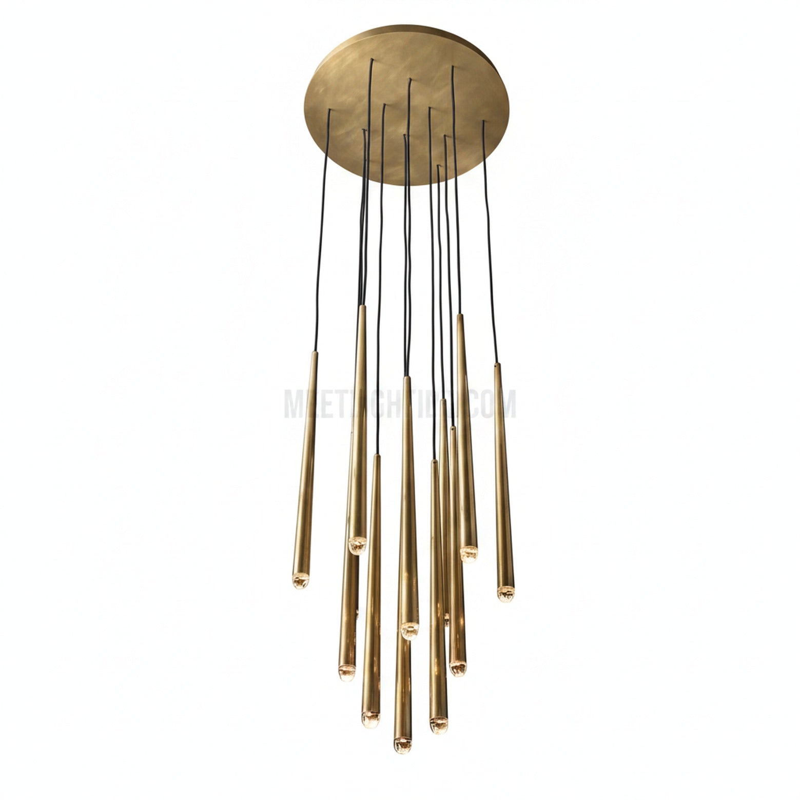 Chandelier Modern with Tubular Pendants and Round Canopy, 12 Lights