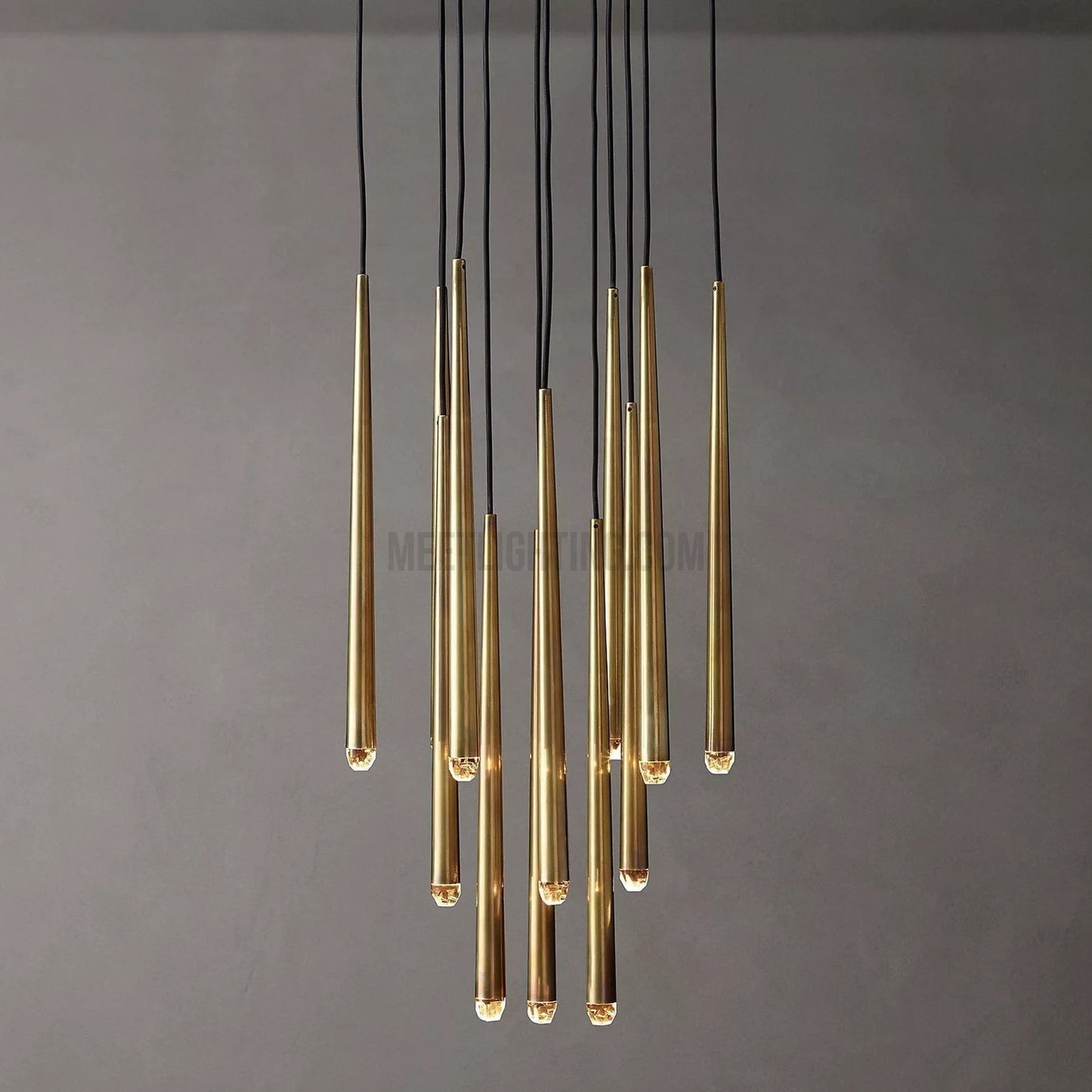 Chandelier Modern with Tubular Pendants and Round Canopy, 12 Lights