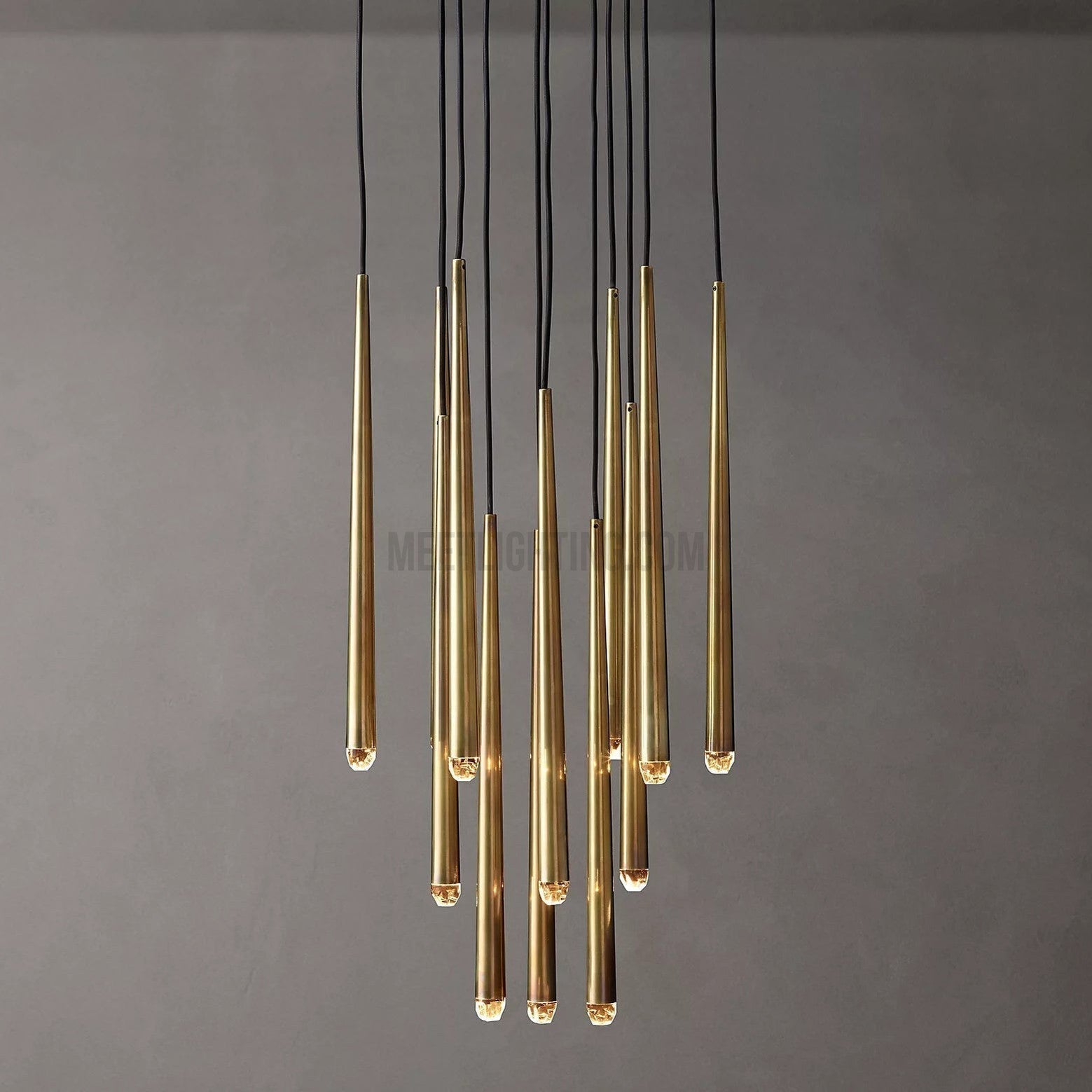 Chandelier Modern with Tubular Pendants and Round Canopy, 12 Lights