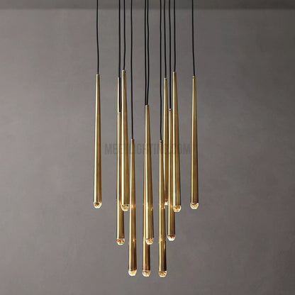Chandelier Modern with Tubular Pendants and Round Canopy, 12 Lights