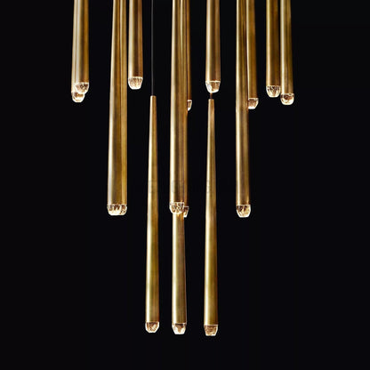 Chandelier Modern with Tubular Pendants and Round Canopy, 12 Lights