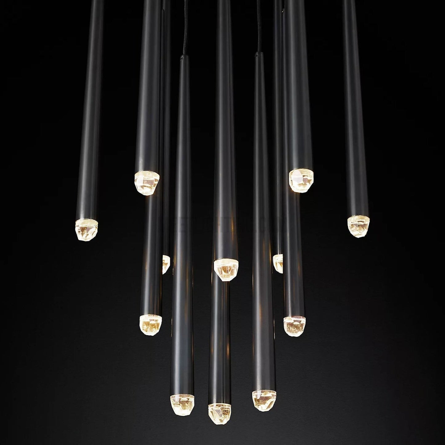 Chandelier Modern with Tubular Pendants and Round Canopy, 12 Lights