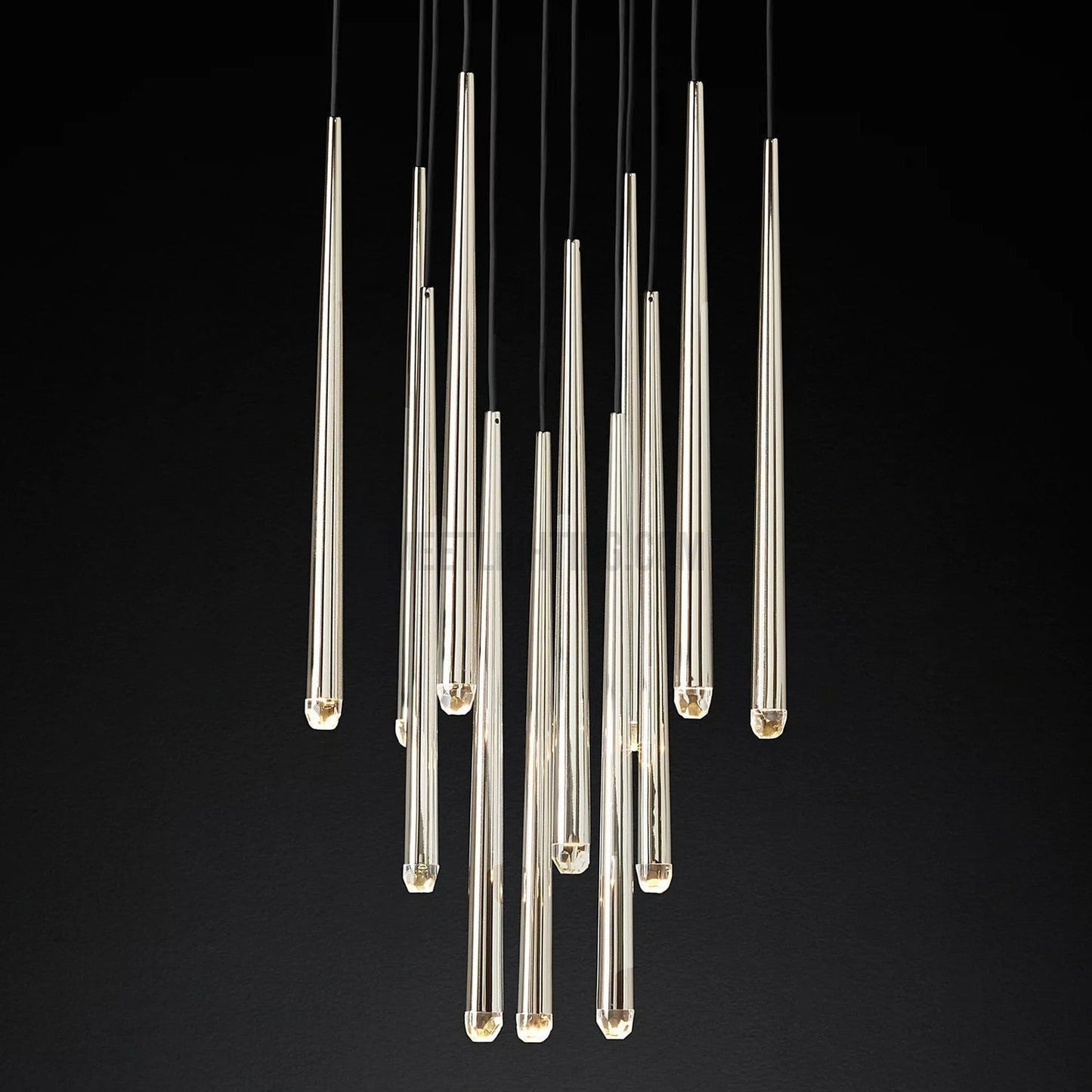 Chandelier Modern with Tubular Pendants and Round Canopy, 12 Lights