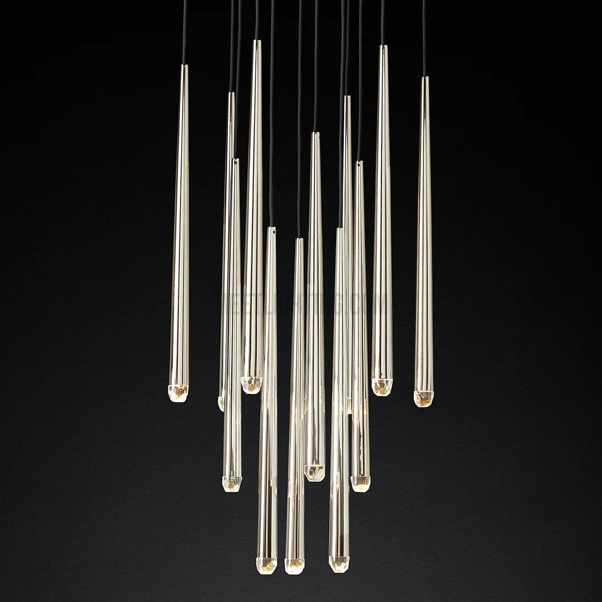 Chandelier Modern with Tubular Pendants and Round Canopy, 12 Lights