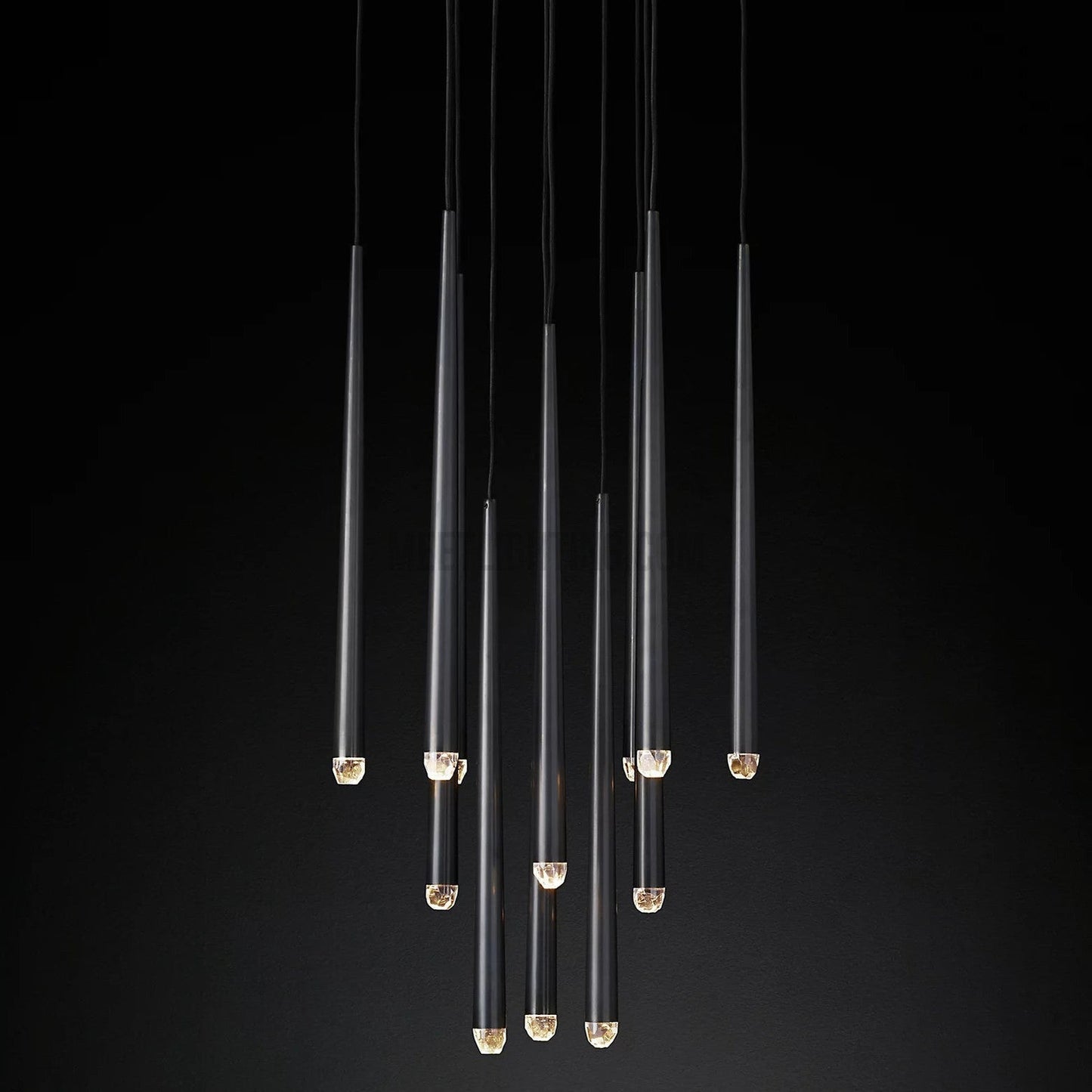 Chandelier Modern with Tubular Pendants and Round Canopy, 12 Lights