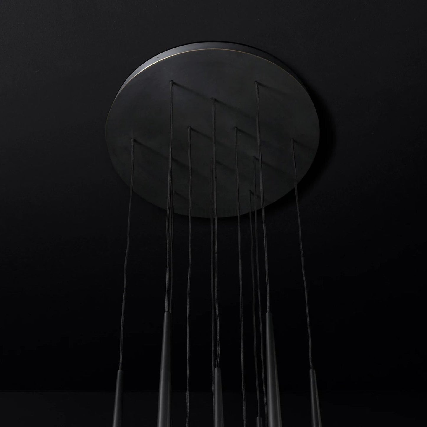 Chandelier Modern with Tubular Pendants and Round Canopy, 12 Lights
