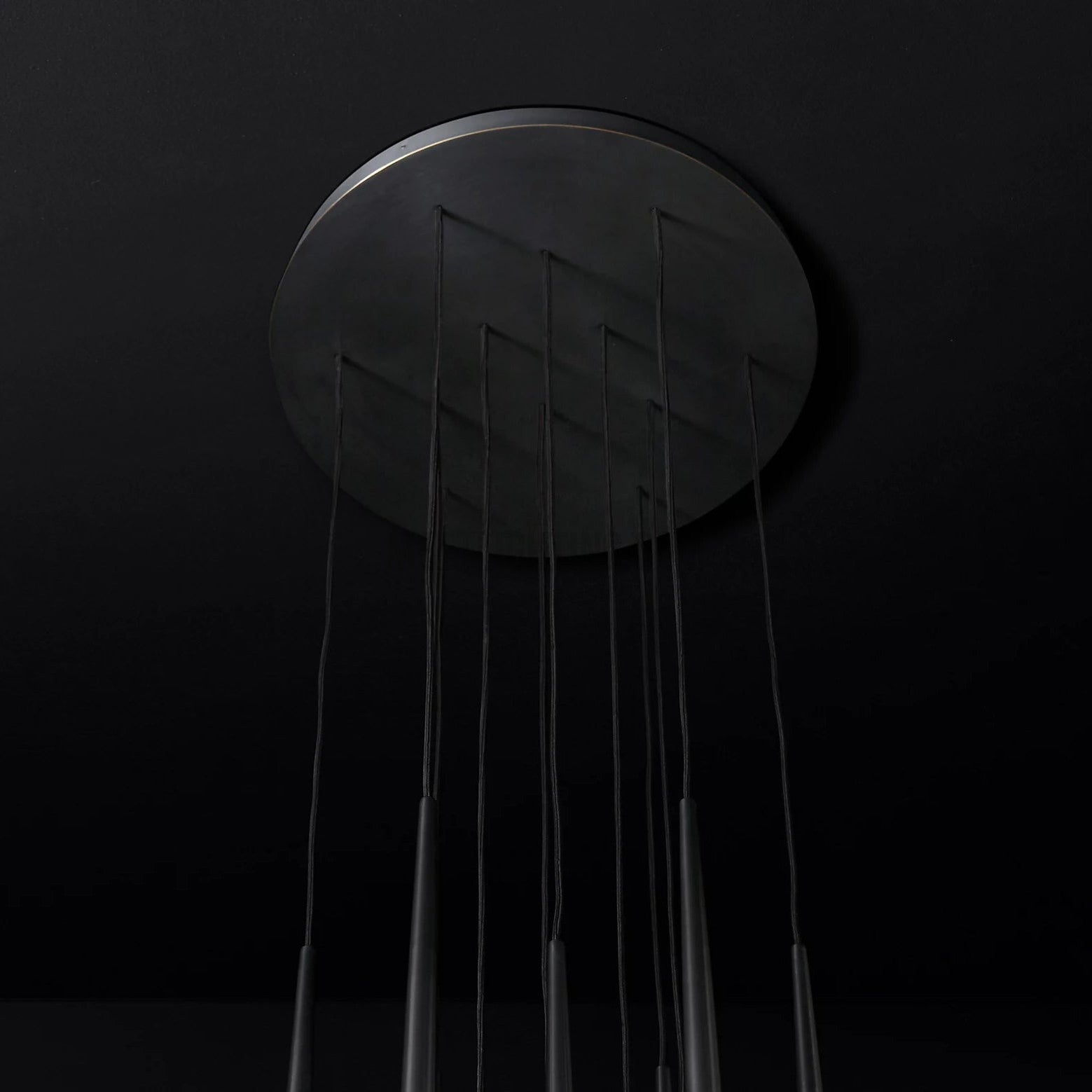 Chandelier Modern with Tubular Pendants and Round Canopy, 12 Lights