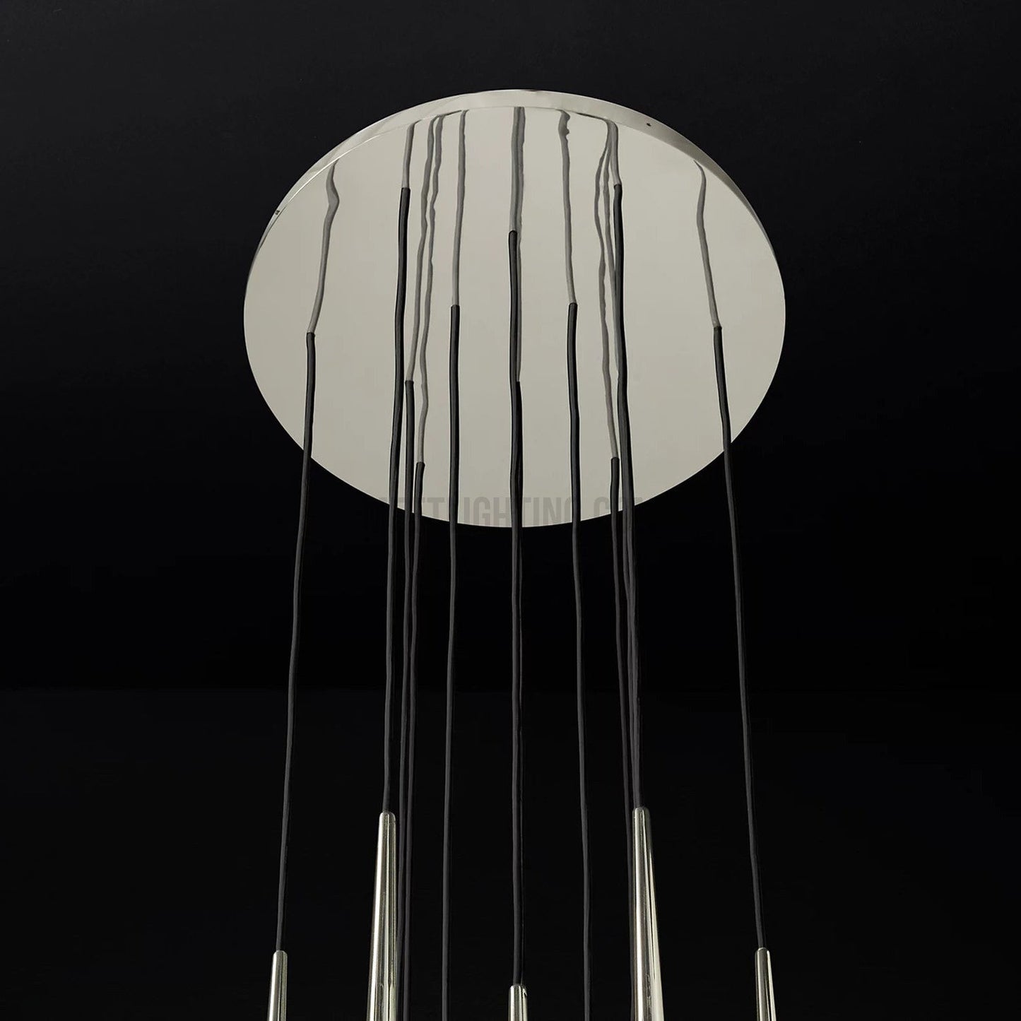 Chandelier Modern with Tubular Pendants and Round Canopy, 12 Lights