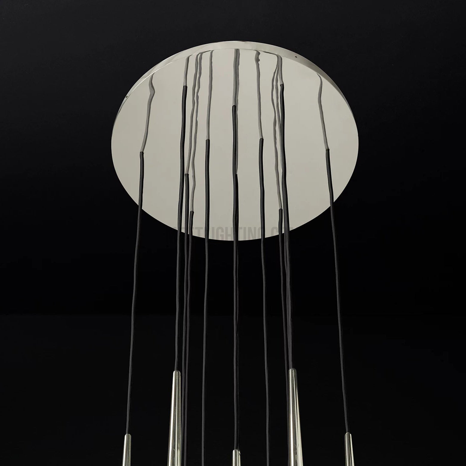Chandelier Modern with Tubular Pendants and Round Canopy, 12 Lights