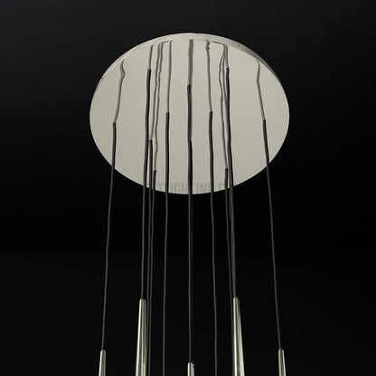 Chandelier Modern with Tubular Pendants and Round Canopy, 12 Lights