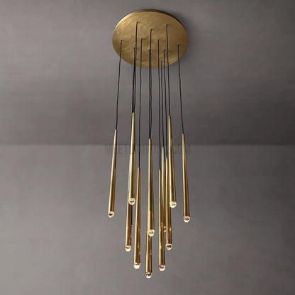 Chandelier Modern with Tubular Pendants and Round Canopy, 12 Lights