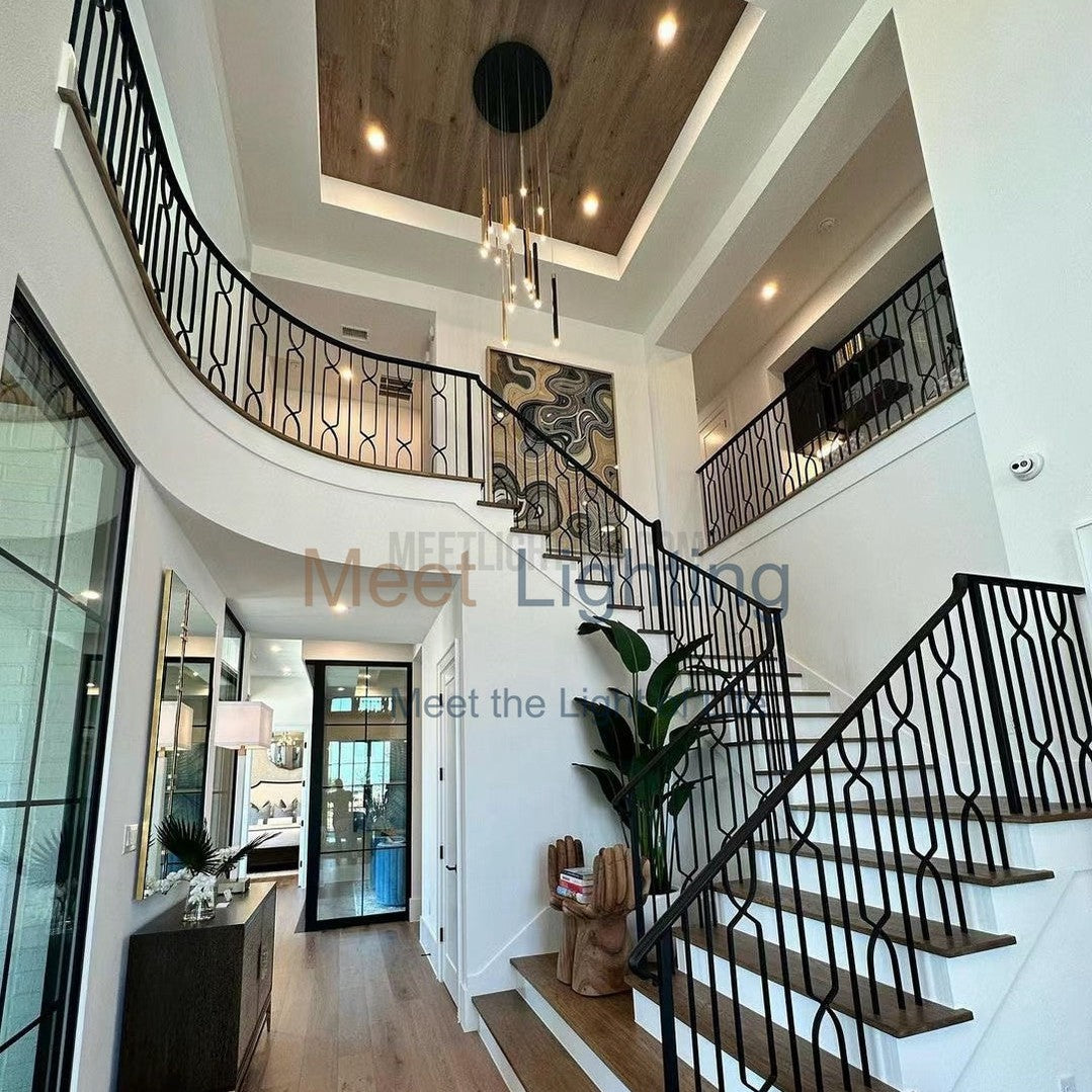 Chandelier Modern with Tubular Pendants and Round Canopy, 12 Lights