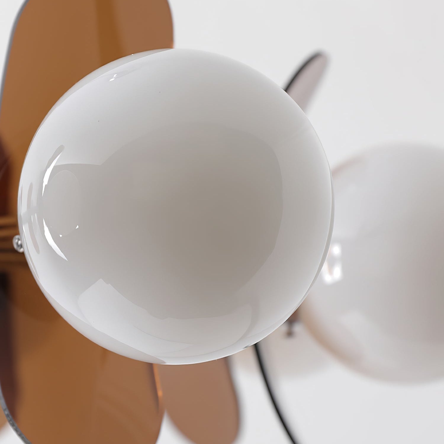 Chandelier Retro with Floral Acrylic Panels and Globe Shades