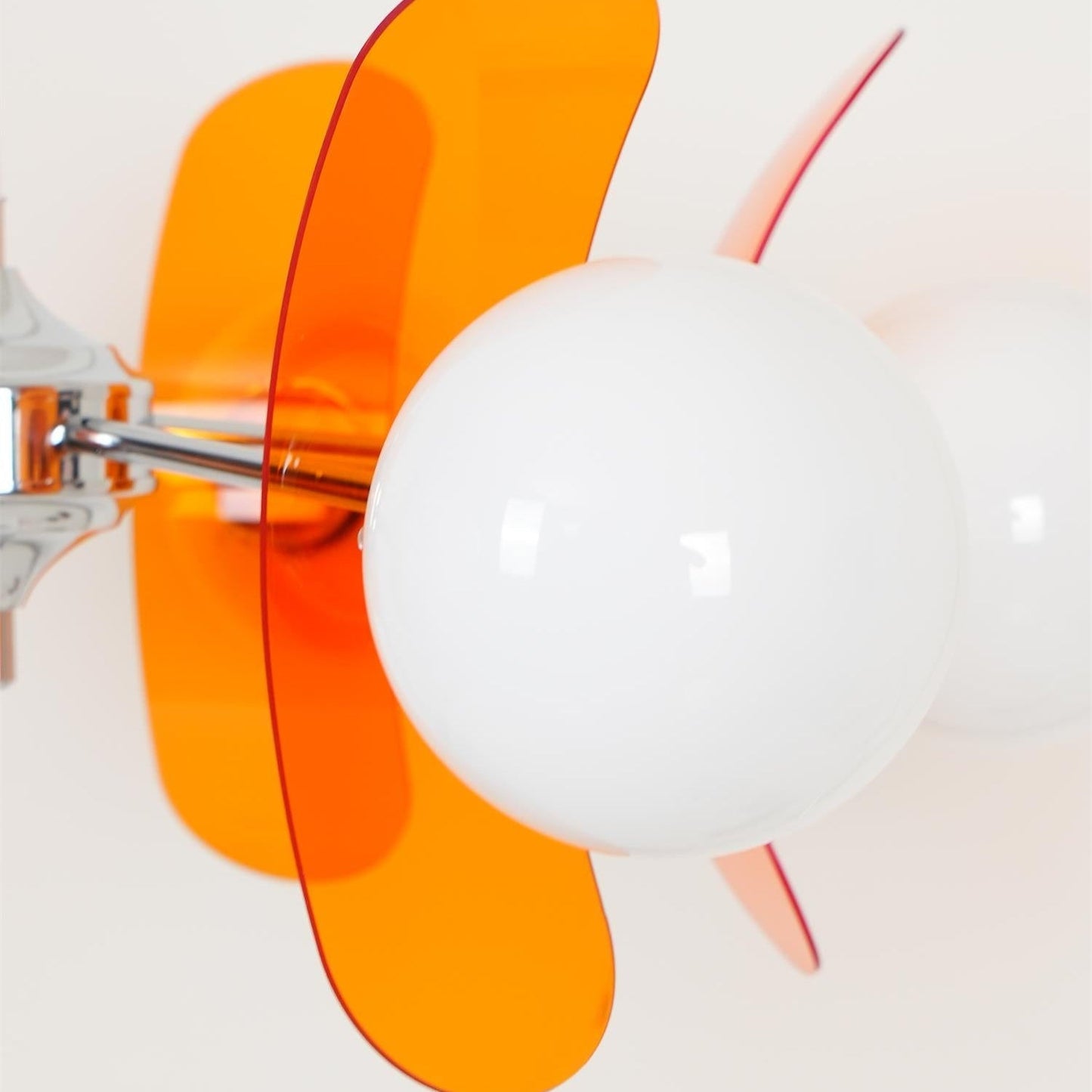 Chandelier Retro with Floral Acrylic Panels and Globe Shades