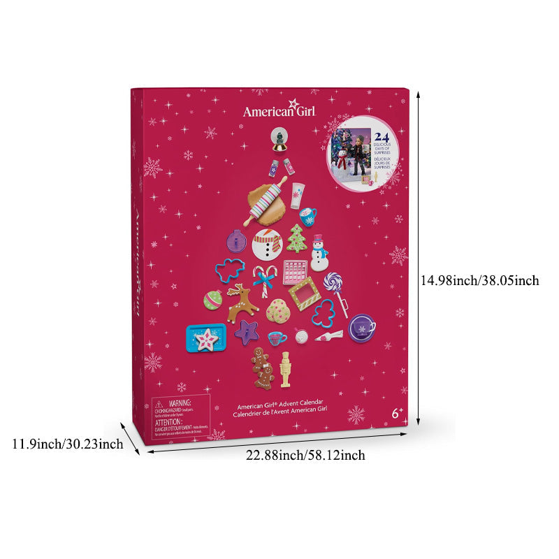 Christmas Advent Calendar with 24 Doll Accessories and Baking Set