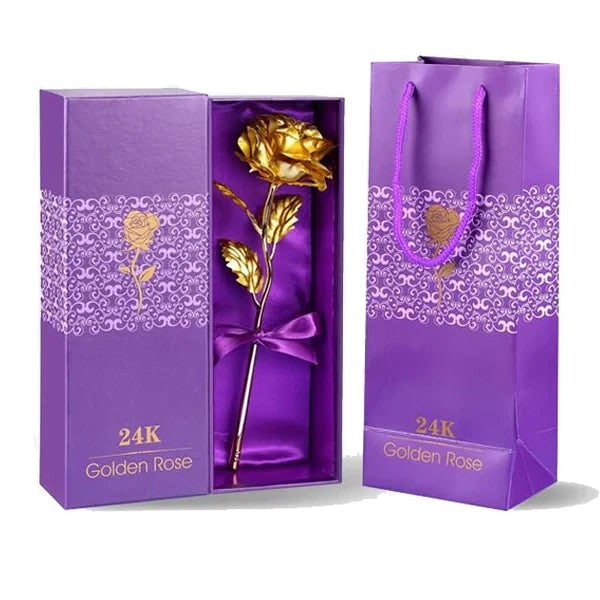 Christmas Gold Rose with Gift Box