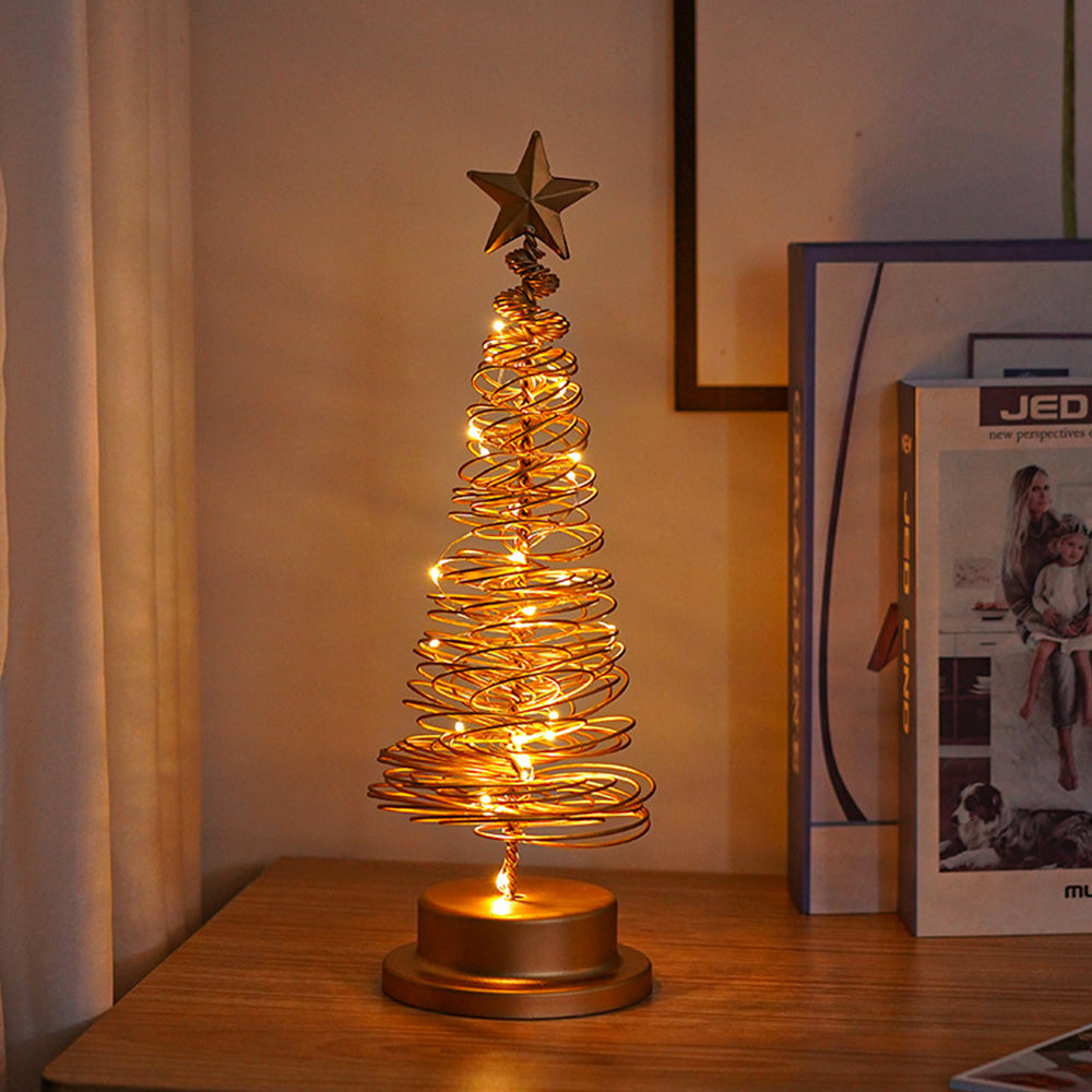 Christmas Tree Table Lamp with LED Lights and Star Topper